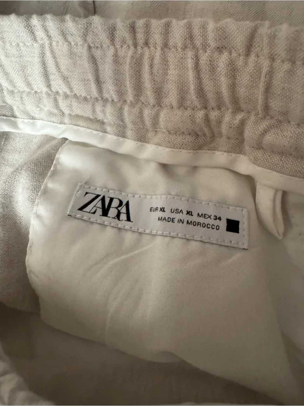 Zara Women’s Casual Drawstring Linen Pants - Light Beige
